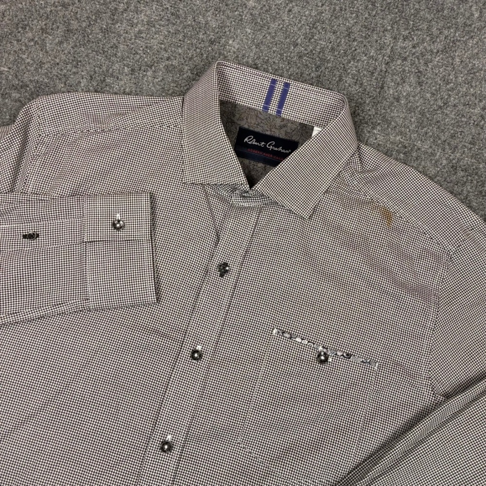 Robert Graham Modern Americana Houndstooth Button Down Shirt Mens XL Tailored